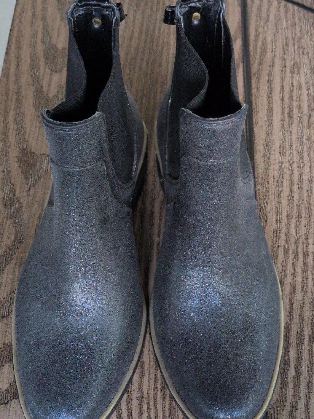 Kate Spade Giselle Black Suede Ankle Booties Back Bow Glitter Heel - 6 - Picture 3 of 6
